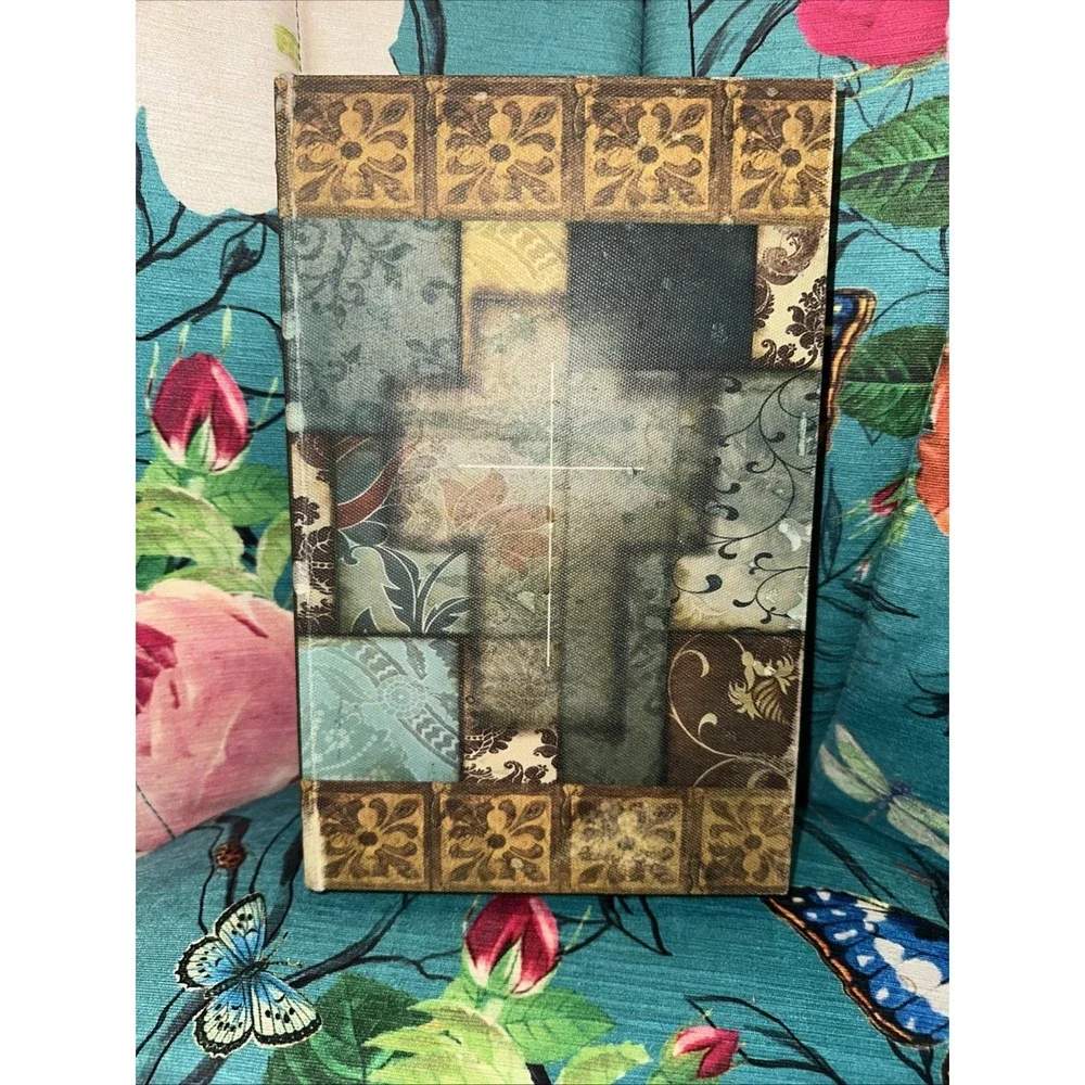Decorative Vintage Book Shaped Trinket Storage Box Patch design W-cross